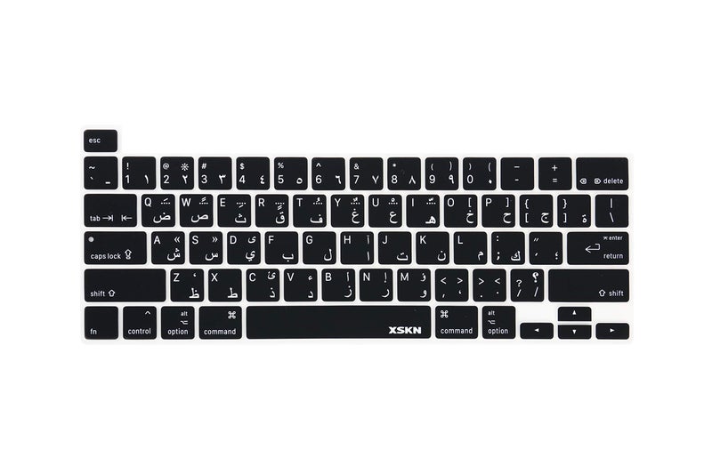 XSKN Arabic/English Bilingual Design Black Silicone Keyboard Cover Skin for 2019 New MacBook Pro 16 inch A2141 2020 New MacBook Pro 13.3 inch A2338 M1/A2251/A2289 with Touch Bar & Touch ID US Version - Image 1